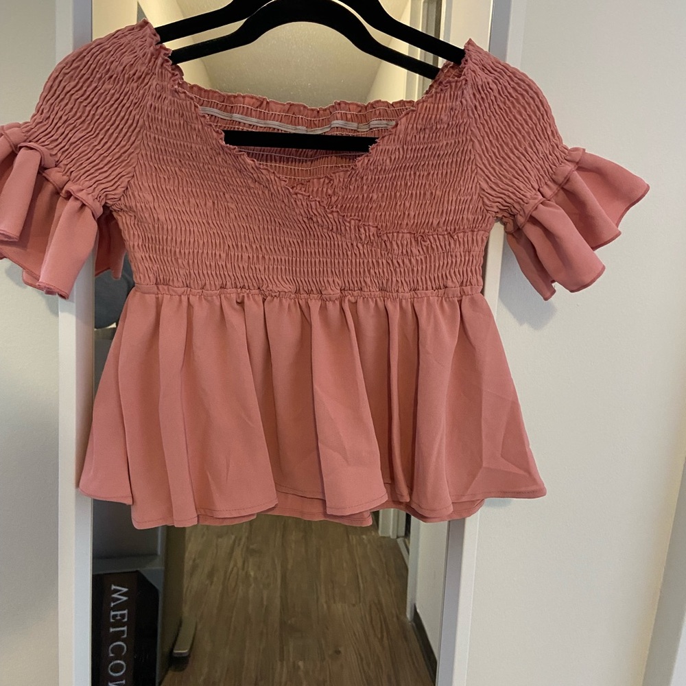 Pink OTS crop top